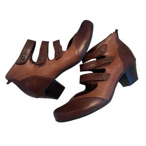 Earth Serano Brown Leather Mary Jane Two Tone Heels Women's 11
